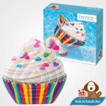 Intex 58770: Muffin formájú felfújható strand matrac doboza és felfújva