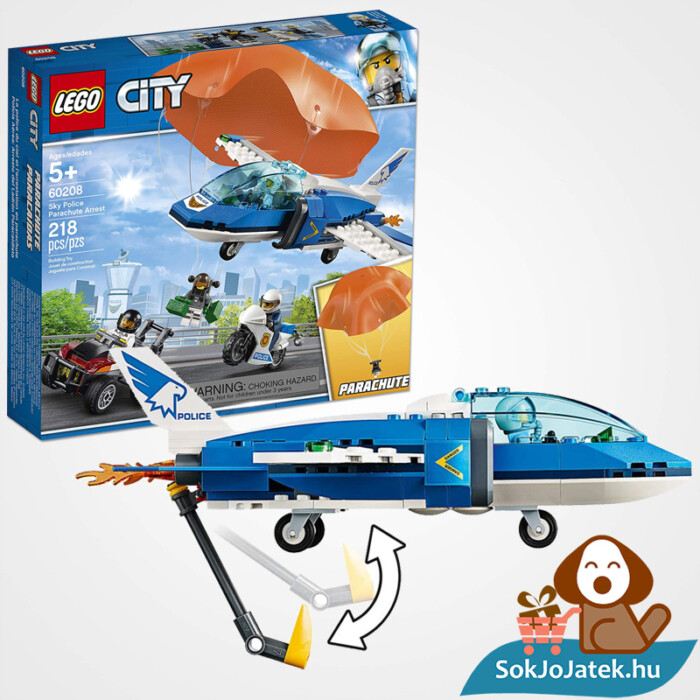 Lego City 60208 - Rendőrségi ejtőernyős letartóztatás doboz és repülő