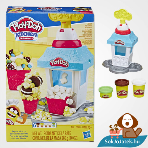 Hasbro Play-Doh gyurma popcorn készítő party szett doboza és eszköz