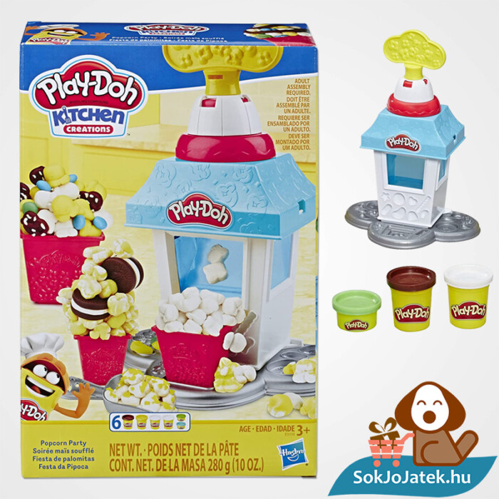 Hasbro Play-Doh gyurma popcorn készítő party szett doboza és eszköz