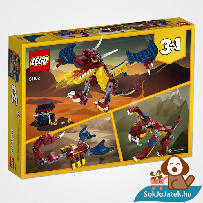 Lego Creator 31102 3in1 Tűzsárkány doboza hátulról