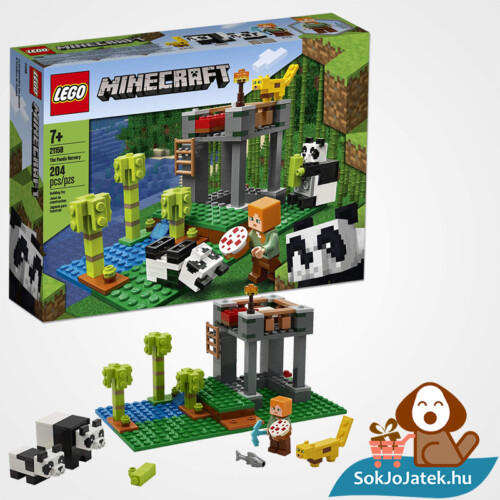 204 darabos Lego Minecraft - A Pandabölcsöde összeépítve és doboza