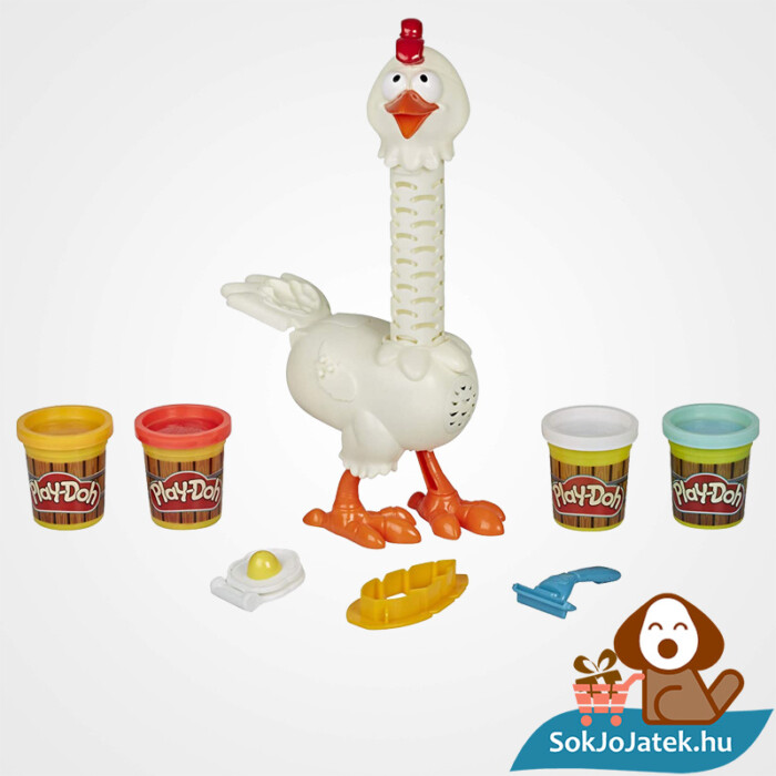 Play-Doh Animal Crew: Cluck a dee - színes csirke gyurma szett kibontva