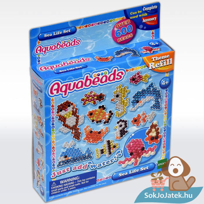 600 darabos Aquabeads kiegészítő: Óceán gyöngy szett doboza balról