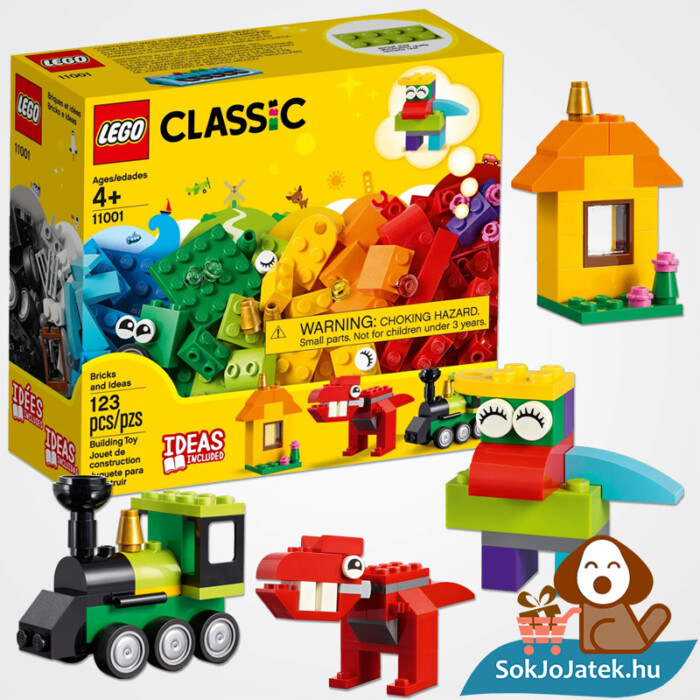 123 darabos Lego Classic kockák és ötletek doboza és összeépített elemei