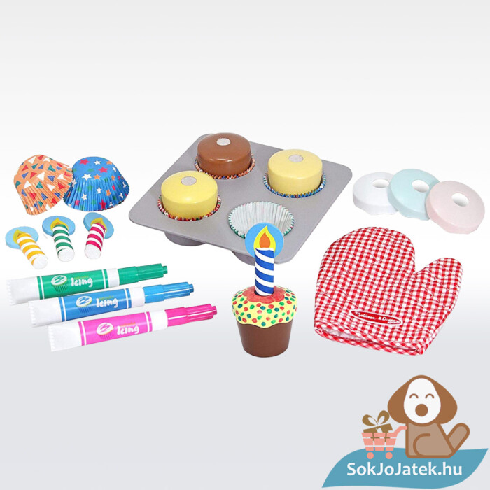 Melissa & Doug Sütés-főzés, Cupcake játék szett kellékei