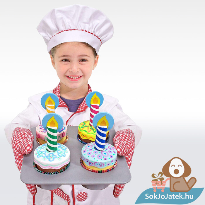 Melissa & Doug Sütés-főzés, Cupcake játék szett felszolgálva