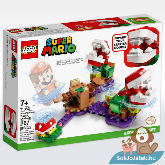 Lego 71382: Super Mario lego, a piranha növény rejtélyes feladata kiegészítő szett doboza előről