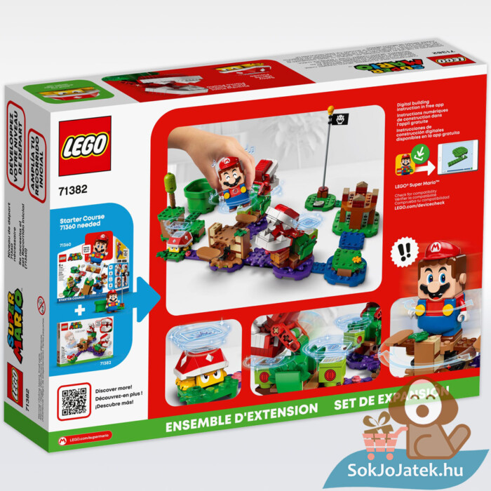 Lego 71382: Super Mario lego, a piranha növény rejtélyes feladata kiegészítő szett doboza hátulról