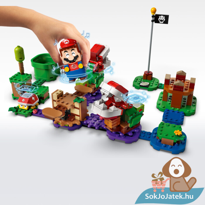 Lego 71382: Super Mario lego, a piranha növény rejtélyes feladata kiegészítő szett játék közben