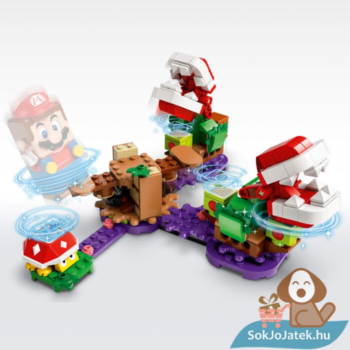 Lego 71382: Super Mario lego, a piranha növény rejtélyes feladata kiegészítő szett játék közben