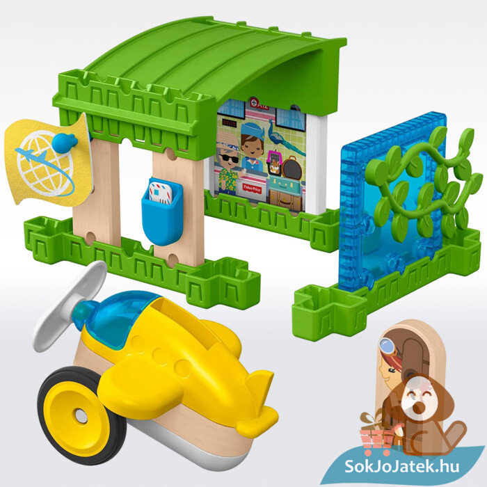 Fisher-Price Wonder Makers repülőgép hangár fajáték megépítve