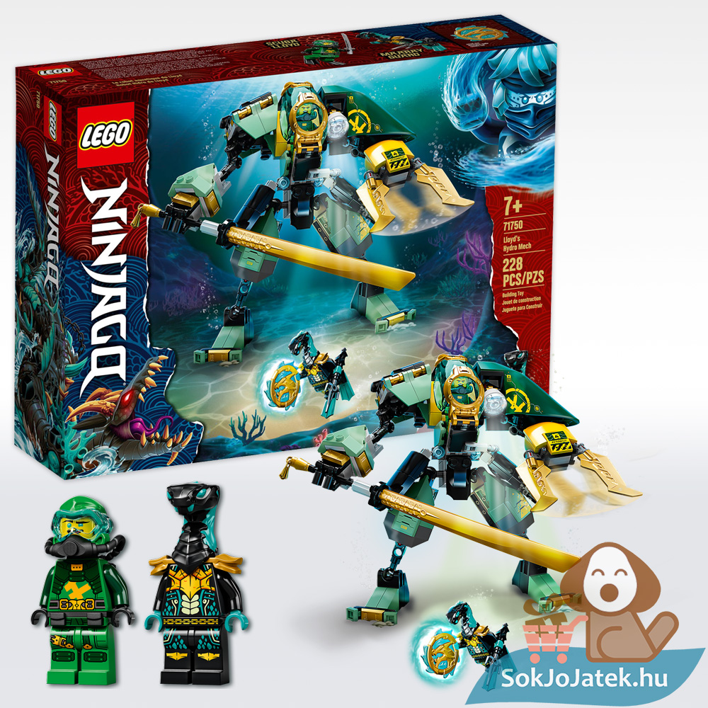 Lego Ninjago 71750: Lloyd hidrorobot doboza, figurái és összeépített szettje