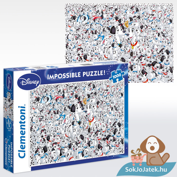 1000 darabos 101 kiskutya lehetetlen puzzle kirkott képe és doboza - Clementoni 39358