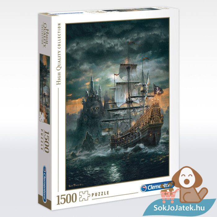 A kalózhajó puzzle (The Private Ship) doboza balról - 1500 db - Clementoni 31682