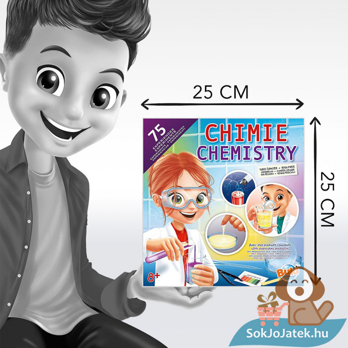 Kémia labor szett mérete gyerekeknek 75 kísérlettel - Buki 8363