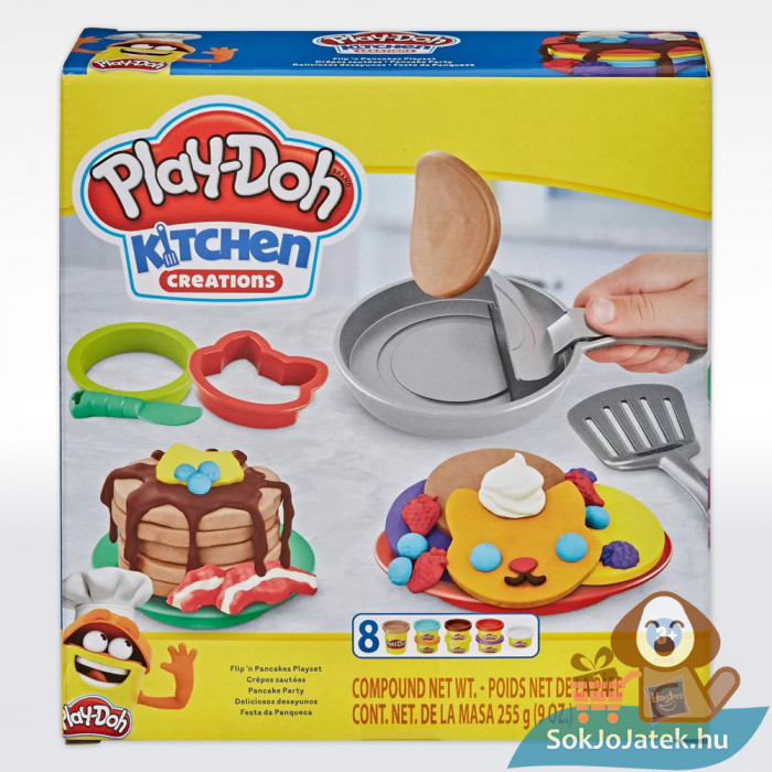 Play-Doh palacsintakészítő gyurma szett doboza előről kiegészítőkkel (Play-Doh Kitchen Creation)