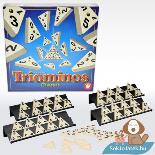 Triominos klasszikus családi társasjáték doboza és tartalma - Piatnik