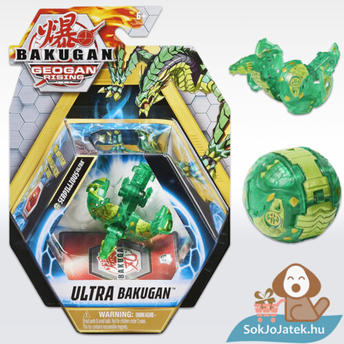 Bakugan S3: Ventus Serpillious Ultra zöld akciófigura, doboza és labdája – Geogan Rising – 20132921