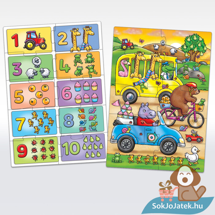 Orchard Toys: Keress és találj számok oktatójáték puzzle tartalma - 2 x 10 darabos kirakós