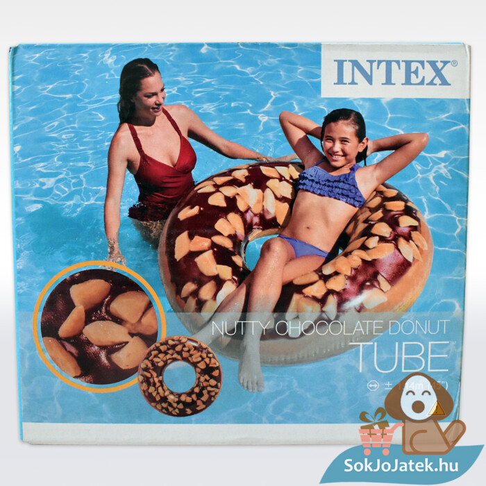 Csokis, mogyorós fánk mintás úszógumi doboza (114 cm) - Intex 56262