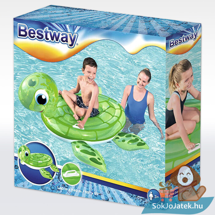 Felfújható teknős gumimatrac doboza gyerekeknek (140 x 140 cm) - Bestway 41041