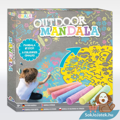 Aszfaltkréta mandala sablonnal (6 db színes aszfaltkrétával) - Grafix