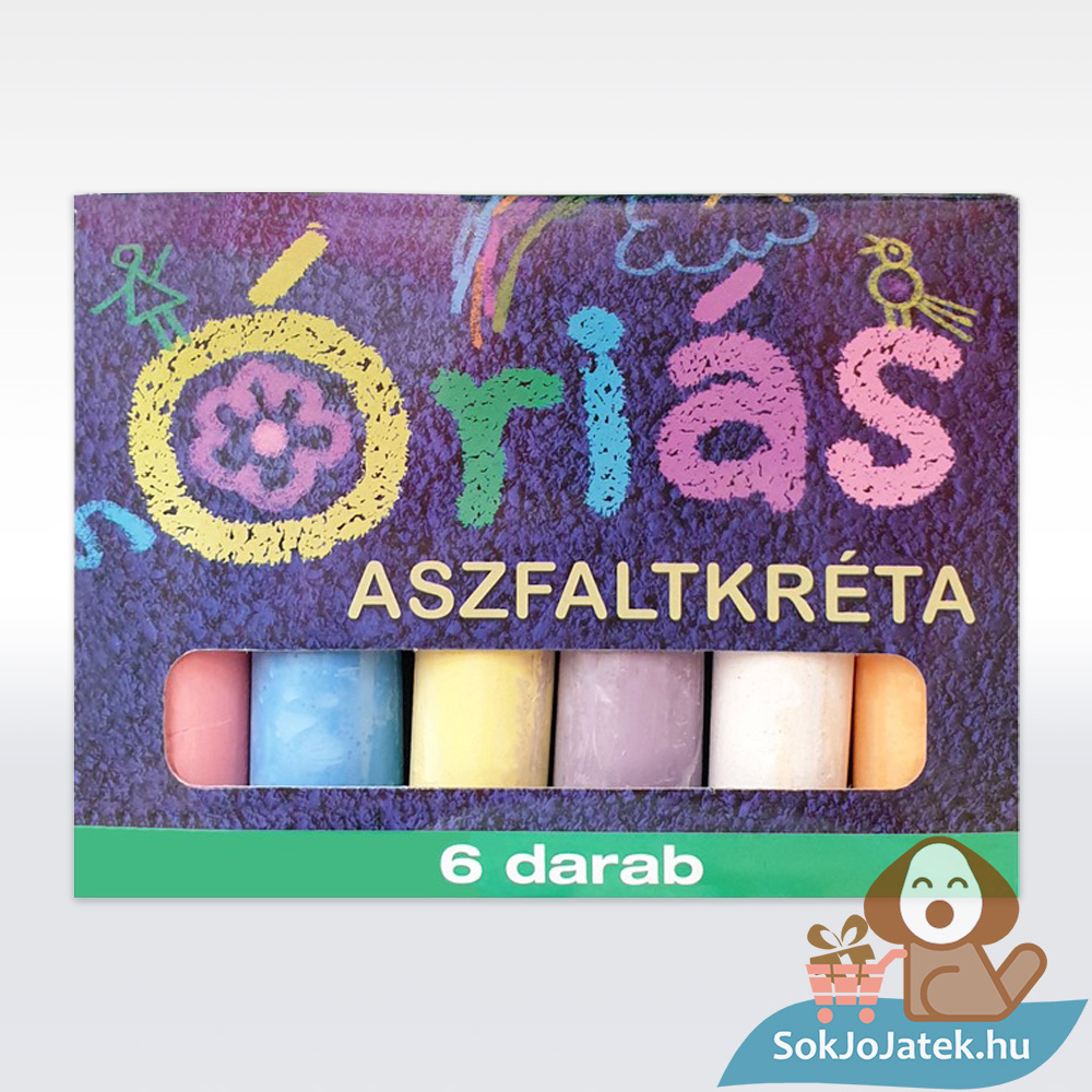 Óriási aszfaltkréta, vegyes színekben (6 darabos)