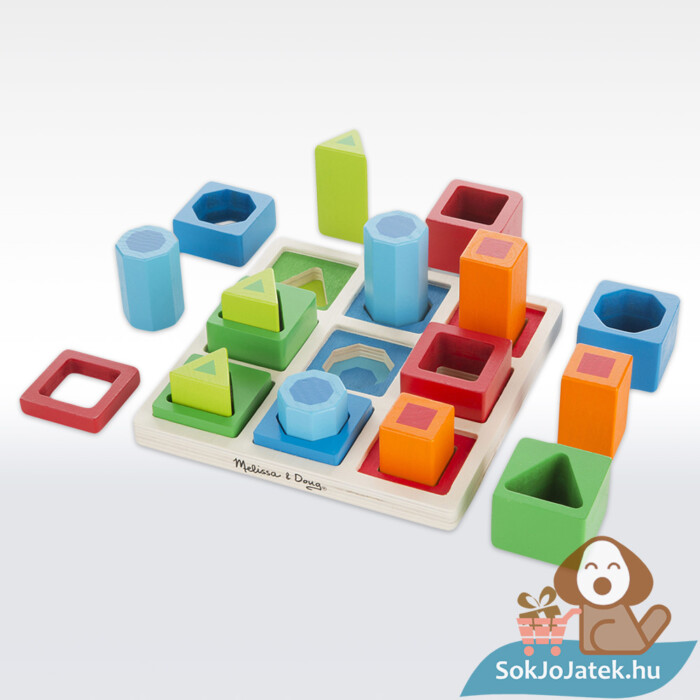 3D forma egyeztető fa készségfejlesztő játék tartalma (18 részes) - Melissa & Doug