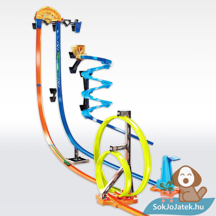 Hot Wheels: Track builder, függőleges szuperpálya indítókészlet megépítve - Mattel