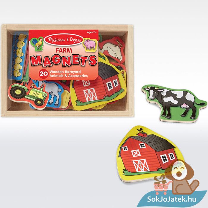 Mágneses farm szett: Fa készségfejlesztő játék doboza és mágnesei - Melissa & Doug