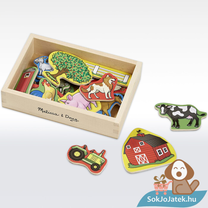 Mágneses farm szett: Fa készségfejlesztő játék oldalról - Melissa & Doug