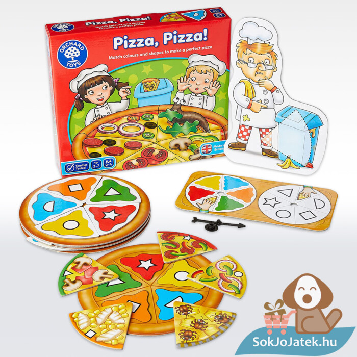 Pizza, Pizza! Szín és formapárosító fejlesztő társasjáték tartalma - Orchard Toys