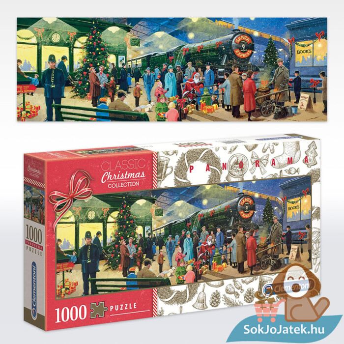 Tépapó karácsonyi expressz vonata puzzle - 1000 db - Panoráma kirakó - Clementoni 39577