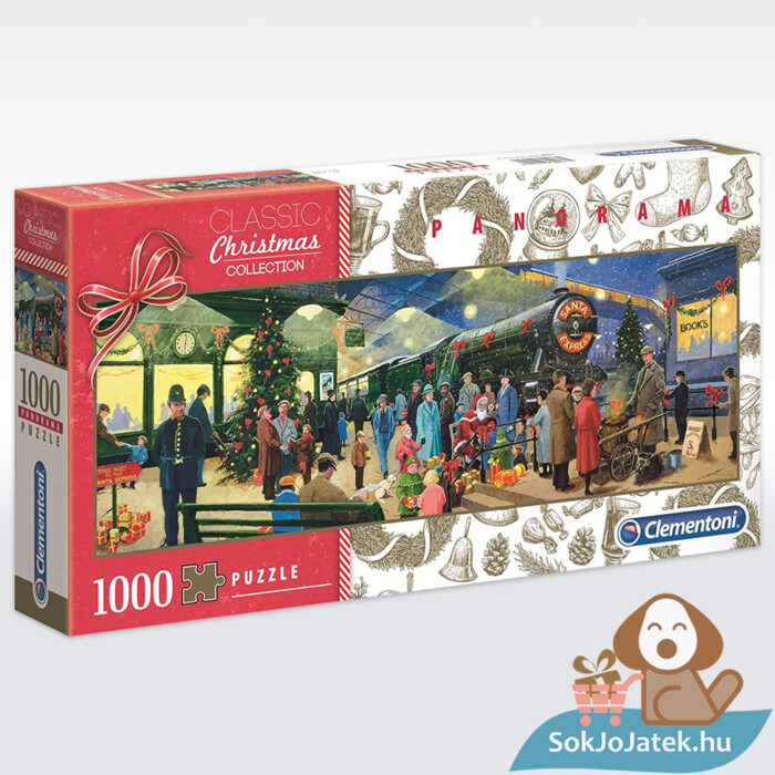 Tépapó karácsonyi expressz vonata puzzle doboza - 1000 db - Panoráma kirakó - Clementoni 39577