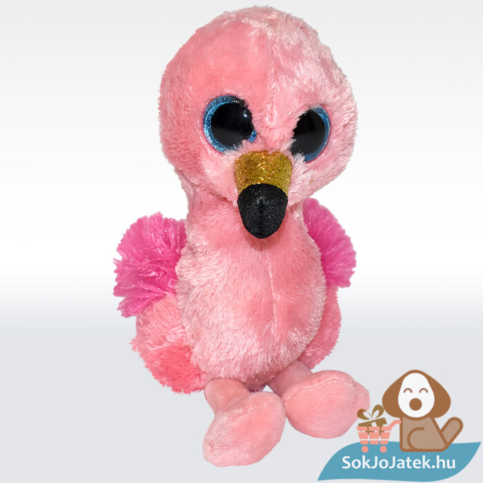 Ty Beanie Boos: Gilda, a rózsaszín plüss flamingó, előről (15 cm)