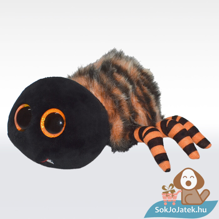 Ty Beanie Boos: Ingrum, a csillogó szemű plüss pók, jobbról, fekete-narancssárga (15 cm)