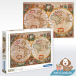 Antik térkép puzzle, képe és doboza (Old Map) – 1000 db – Clementoni 31229