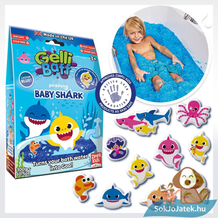 Baby Shark kék fürdőzselé, matricákkal (300g) - Gelli Baff