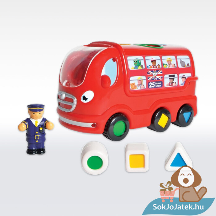 Leo, a londoni busz, lendkerekes, formaillesztő játék tartalma - Wow Toys