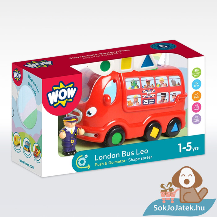 Leo, a londoni busz, lendkerekes, formaillesztő játék - Wow Toys