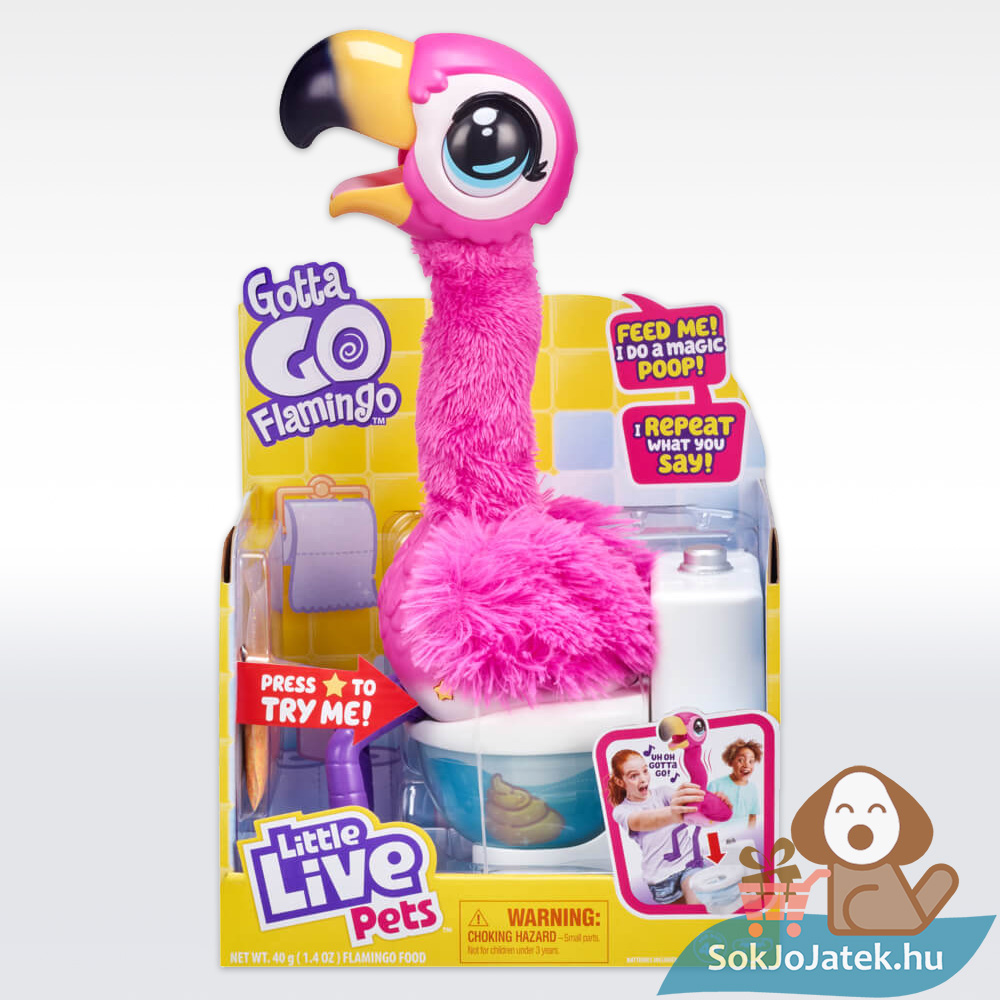 Potyi, a beszélő, kakiló rózsaszín interaktív flamingó (Little Live Pets)