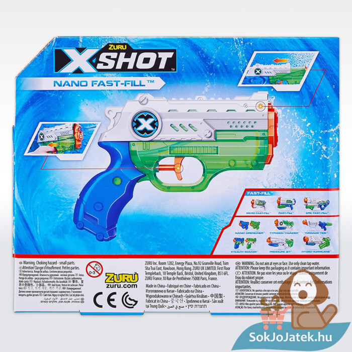 Gyorstöltésű vízipisztoly, hátulról - Zuru X-Shot Nano Fast Fill (100ml)