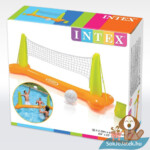 Felfújható vízi strandröplabda háló játékszett csomagolása, labdával, 239 x 64 x 91 cm (Intex 56508)