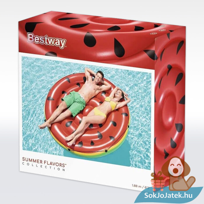 Kétszemélyes óriás görögdinnye úszó sziget matrac doboza, 188 cm (Bestway 43140)