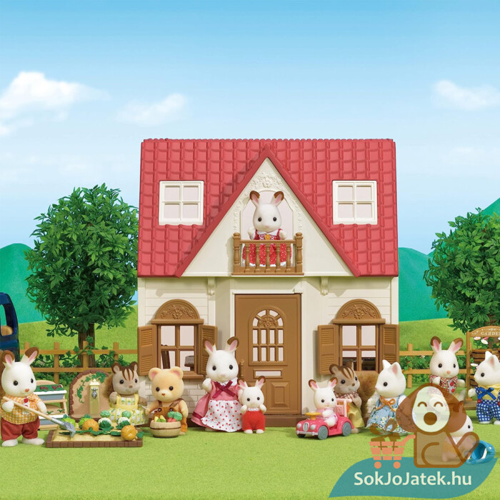 Piros tetős kezdő ház szett családdal (Sylvanian Families, 5303)