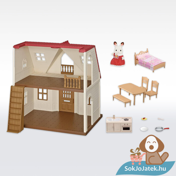 Piros tetős kezdő ház szett tartalma (Sylvanian Families, 5303)