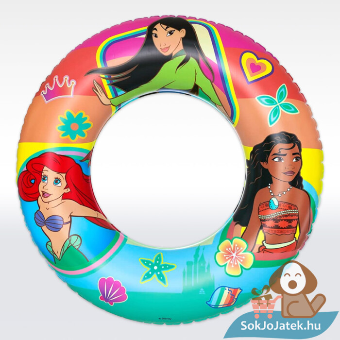 Ariel, Mulan, Moana: Disney hercegnő mintás úszógumi állítva, 3-6 éves lányoknak, 56 cm (Bestway 91043)