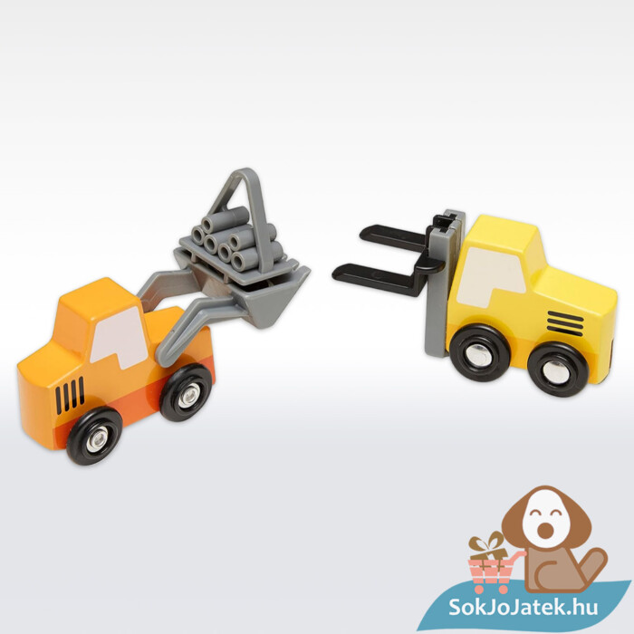 Fa munkagépek autói, 8 db-os készlet (Melissa & Doug)