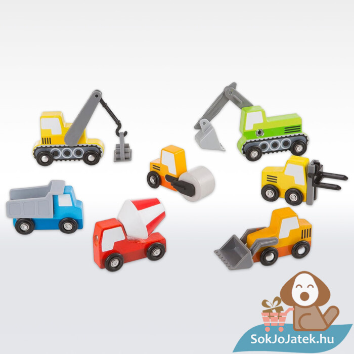 Fa munkagépek tartalma, 8 db-os készlet (Melissa & Doug)